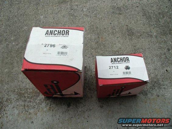 Two boxes of Anchor replacement parts, labeled 2796 and 2712