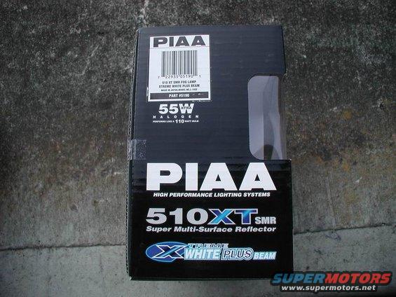PIAA fog lamp box with barcode and 55W HALOGEN text