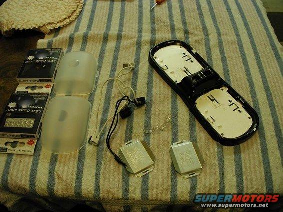LED dome light assembly parts including boxes, lenses, and housing