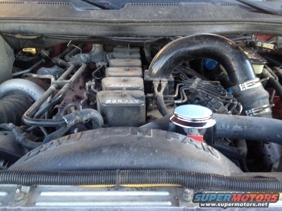 1997 12v Cummins w/ 1 1/2" clamp on breather fitted on oil fill tube