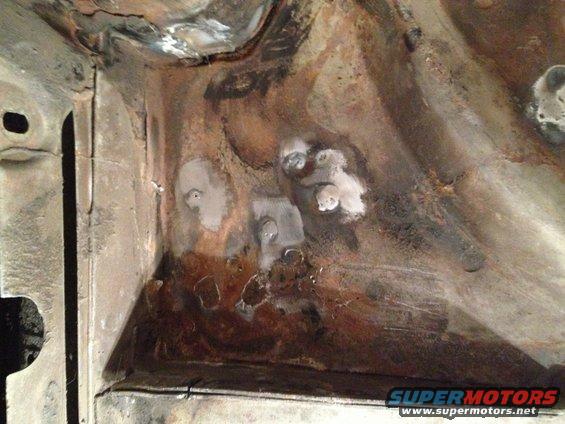 65 Mustang PS rear floor extension, rusty over torque box area