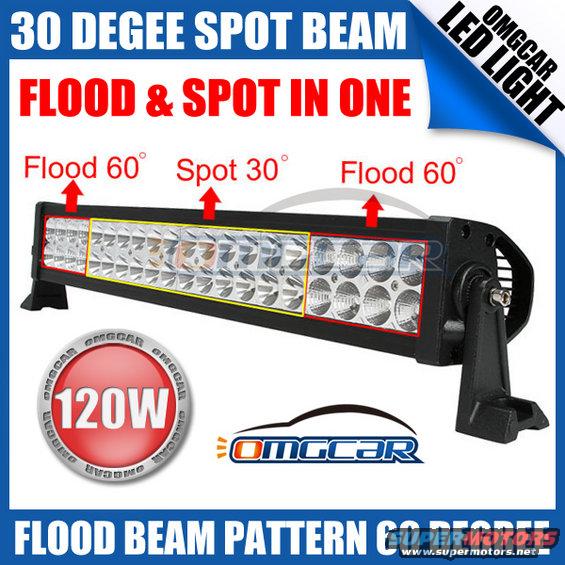 LED light bar with flood and spot beams, 120W, OMGcar brand