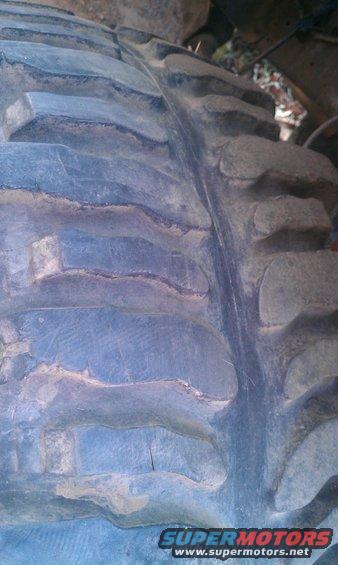 Close-up of a large tire tread