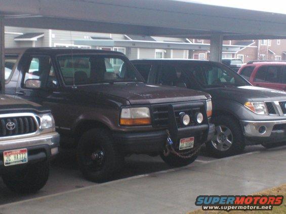 1992 Ford Bronco front view with brush guard and auxiliary lights