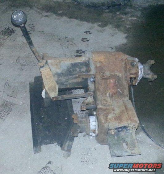NP205 transfer case with shifter lever on concrete floor