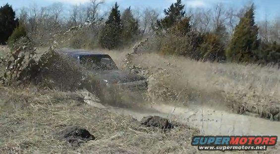 SUV splashing mud while driving off-road