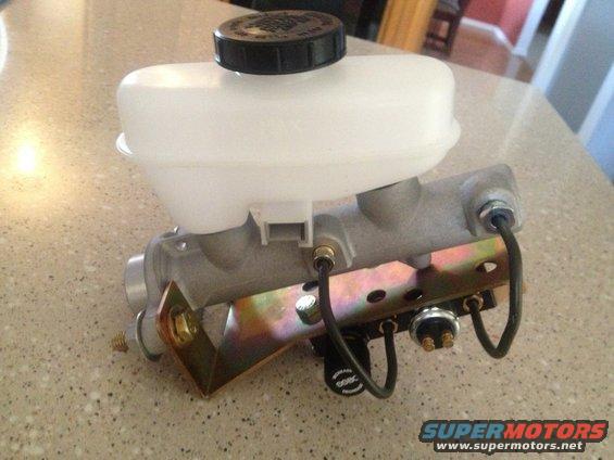 mc-together.jpg 65 Mustang- SN95 Cobra master cylinder, SSBC prop valve mounted to generic Ebay mount, w/ PAA B312 and PAA-O380 metric bubble to SAE brake lines.