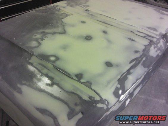 Hood with body filler and primer patches