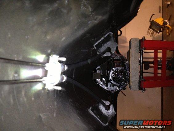 65 Mustang Lokar hand brake mid mount with cable routing