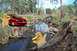 1989 Ford Bronco - A red Volkswagen Golf is positioned near a stream in a wooded area, accompanied by cartoon ducks.
