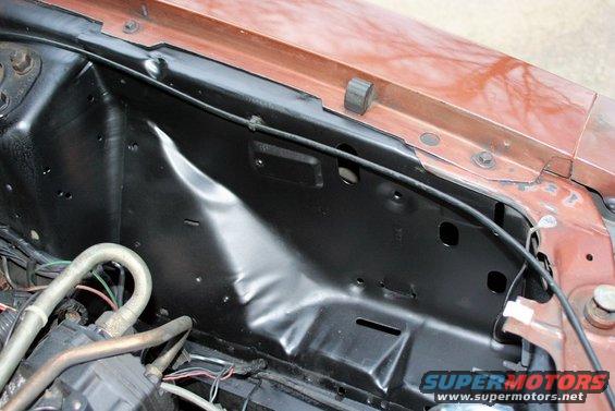 1980 Ford Mustang engine bay firewall, brown exterior