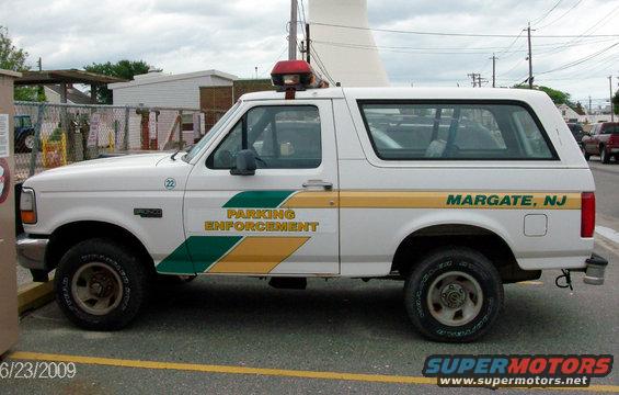 White 1994 Ford Bronco with "PARKING ENFORCEMENT" livery