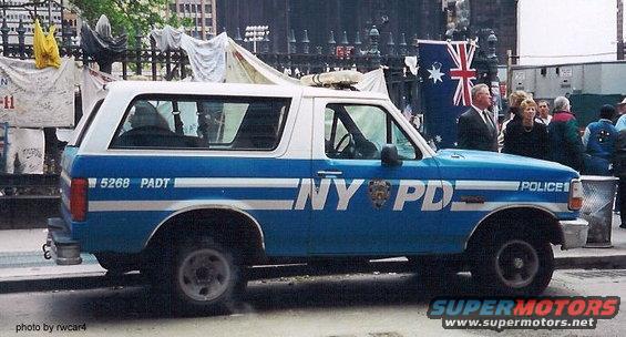 NYPD Bronco with 5268 PADT markings. The vehicle has a light bar on top