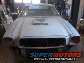 1978 Ford Mustang II front view, primer finish, missing grille and headlights