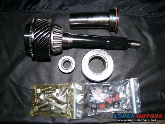 Transmission input shaft, ring gear, pinion gear, bearings, and hardware