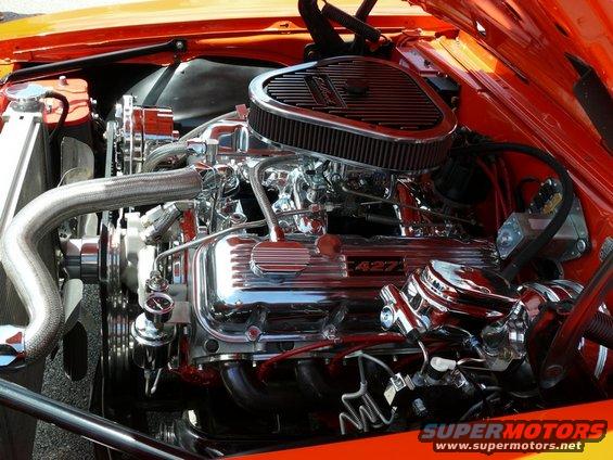 Chrome 427 engine in orange 1968 Chevrolet Camaro