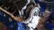 1973 Ford Torino - Close-up view of an engine block during a motor rebuild, showing internal components like the crankshaft and connecting rods.