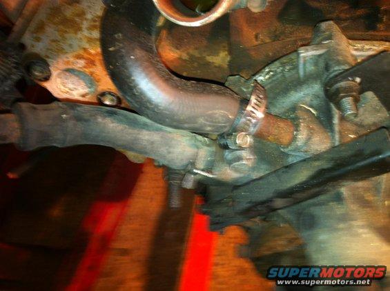 Water pump hose connections.