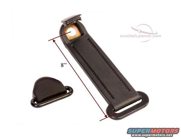 Black seatbelt buckle and strap with 8-inch measurement line