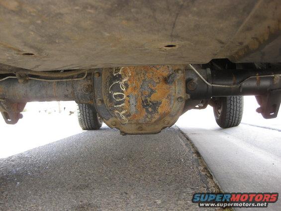 Rear differential with white chalk markings '52012' and '2013'