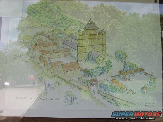 Drawing of Benedictinerabtei Limburg around 1050
