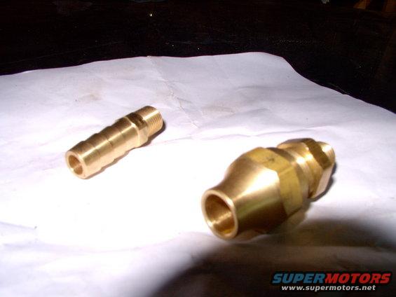 These rad and trans fittings will allow you go to larger 3/8" lines to replace the stock(rusted and 28 year old) 5/16" lines. This will increase line volume and delivery by 44%.
