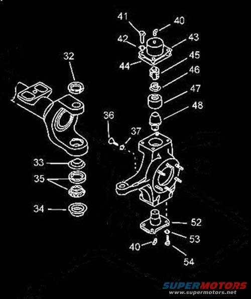 Exploded diagram of front suspension components with numbered parts