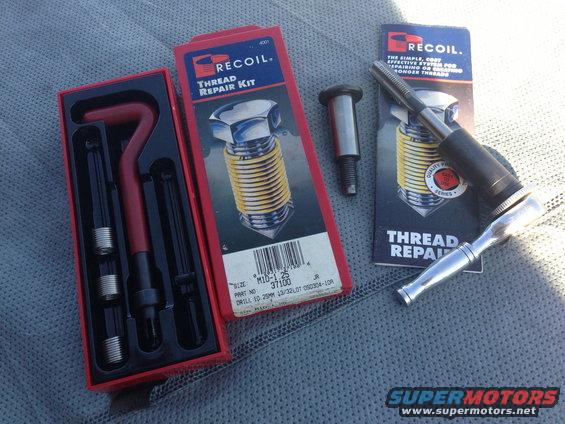 Recoil thread repair kit with tap, insert, and ratchet