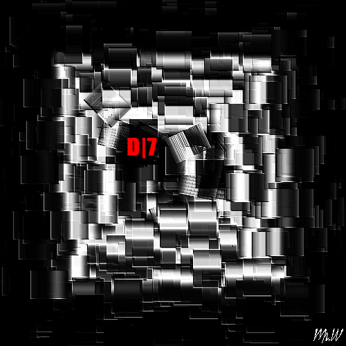 Abstract pattern with a red circle and some text