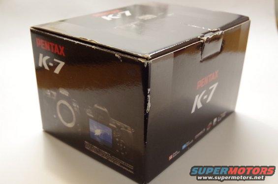Box for a Pentax K-7 camera, showing a picture of the camera on the side
