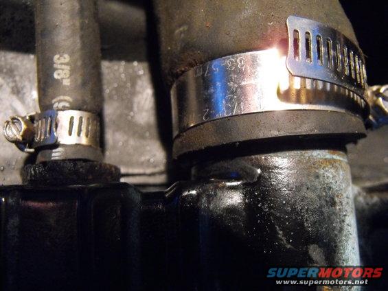 dscf2672.jpg 3/8 inch hoses connect from the in-rad cooling loop to 3/8 inch I.D. polymer coated, high copper content Polyarmour steel lines. By the time they rust coal burning electric cars will be long forgotten.