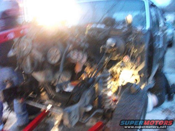 Engine bay with engine removed, under construction