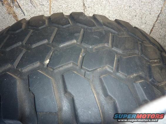 Close-up of a tire tread pattern