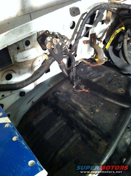 Engine bay wiring harness and starter solenoid