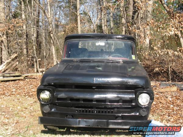 Black 1957 Ford F-100 front view