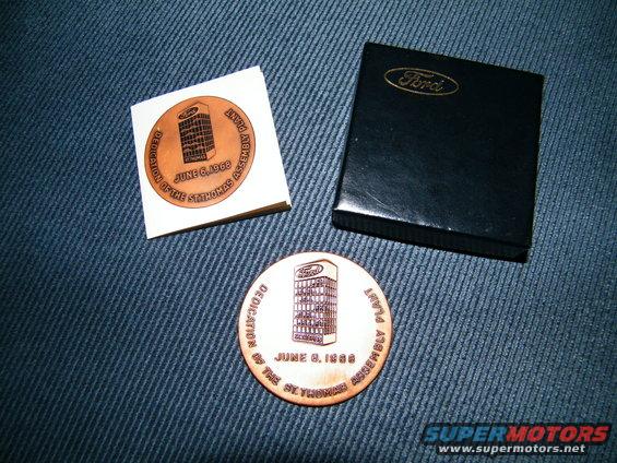 Ford St. Thomas Assembly Plant dedication coin and box from June 6, 1968