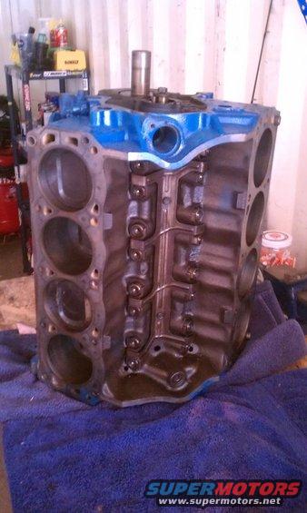 Blue engine block on a blue towel