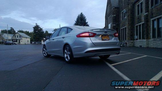 Silver 2013 Ford Fusion rear view