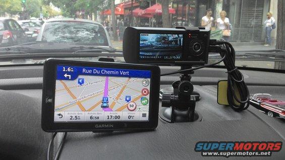 Dashboard with Garmin GPS and dashcam