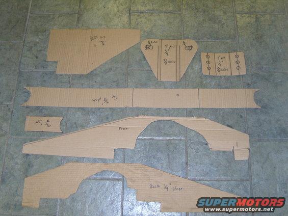 Cardboard templates for vehicle fender flares and body panels with measurements