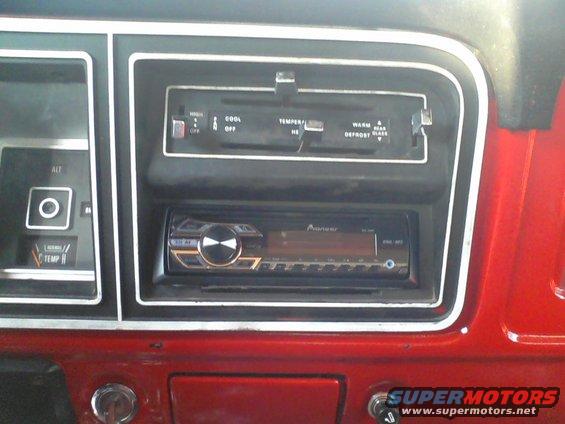 Dashboard interior of a 1978 Ford Bronco with Pioneer radio and climate controls