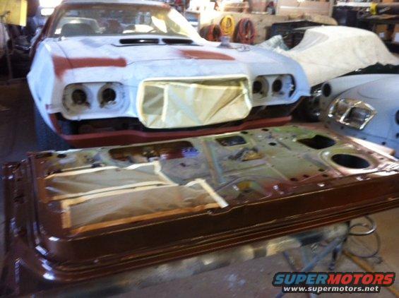 1972 Ford Ranchero door and front end undergoing restoration