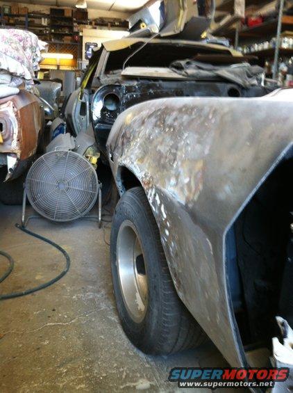 1972 Ford Ranchero fender and wheel well, bare metal