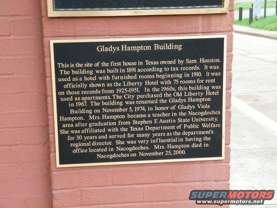 Gladys Hampton Building historical marker text