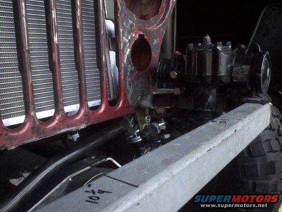 Jeep CJ grille and radiator close-up, showing front-end components