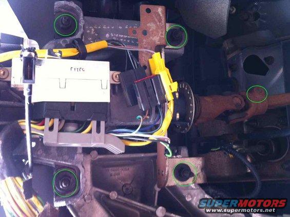 1996 Ford F-150 interior showing steering column, wiring, and dashboard mounting brackets