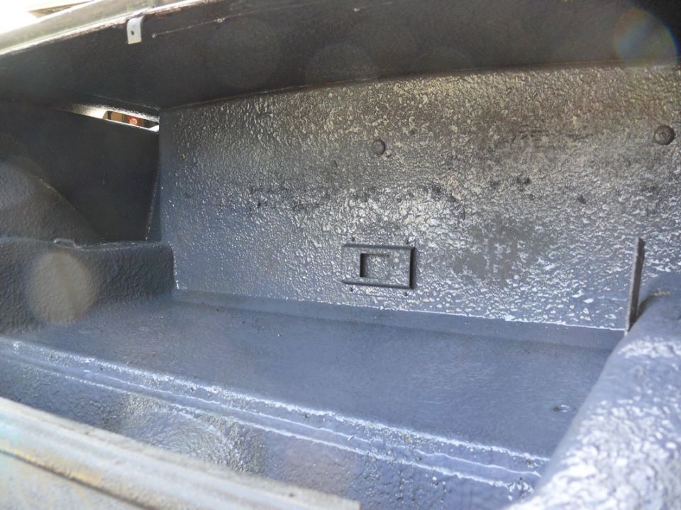 Interior cargo area with textured gray coating