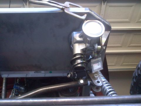 1985 Jeep CJ7 - Detail shot of steering mechanism, possibly for a custom off-road vehicle build.