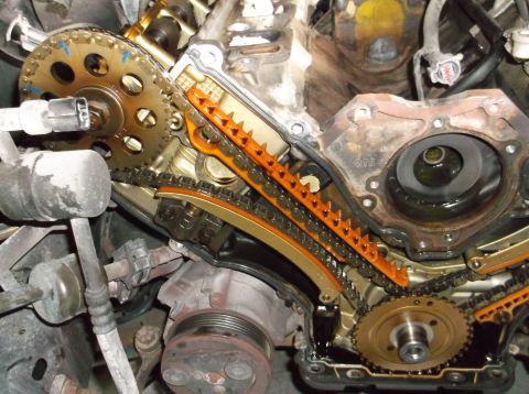 2001 Mercury Grand Marquis - Engine timing chain and guide components are visible in this close-up view.
