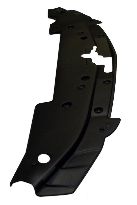 2013 Ford Mustang - This black plastic underbody shield is a replacement part for a vehicle.